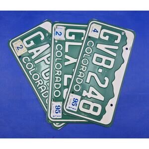 Vintage 90s Colorado License Plates Green White Lot of 3